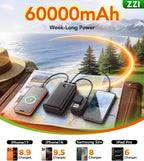 Banco de energía de 60,000 mAh: 5 dispositivos a la vez, perfecto p...