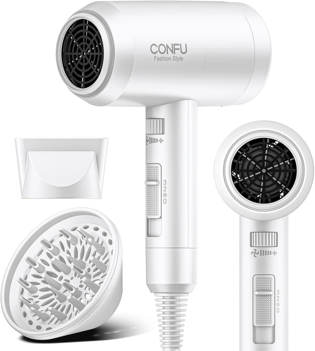 Secador de Pelo con Difusor, CONFU Secador de Pelo para Cabello Riz...