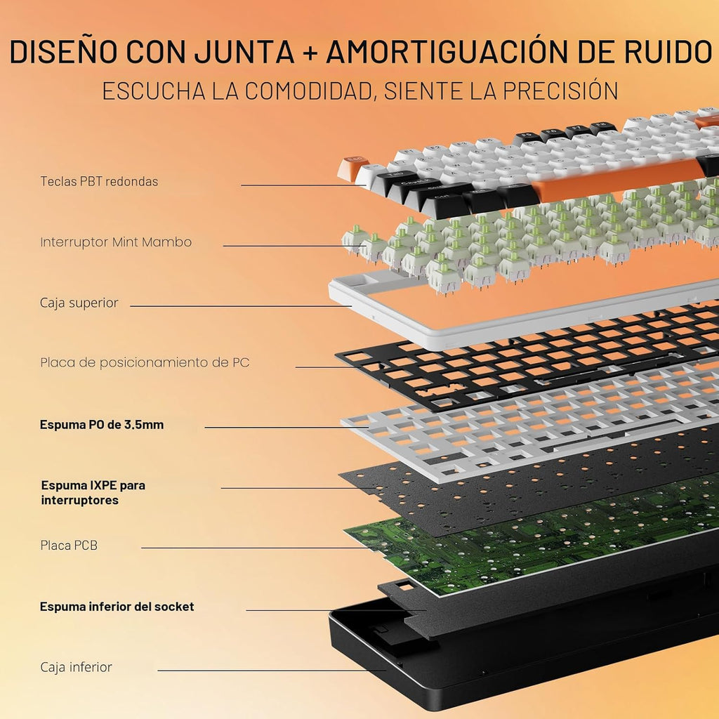 Redragon K689 PRO Teclado inalámbrico de 108 teclas RGB para juegos...