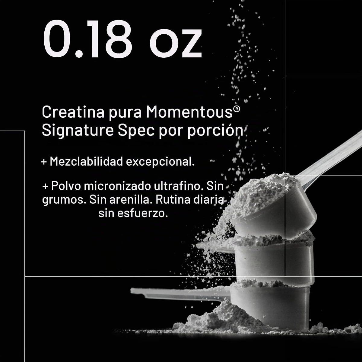 Momentous Monohidrato de creatina en polvo, 0.2 oz por porción, san...