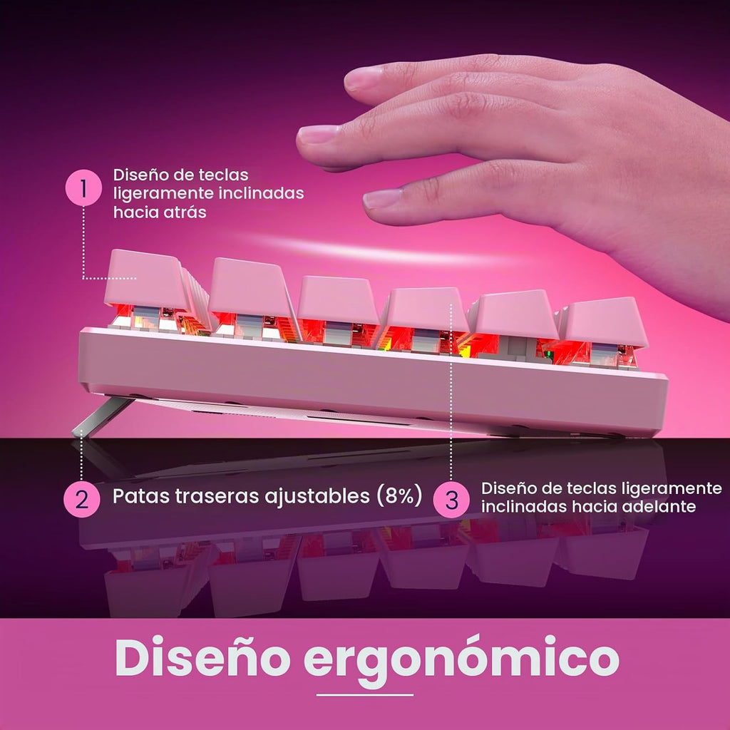 RisoPhy Teclado mecánico para juegos, con cable RGB, 104 teclas, in...