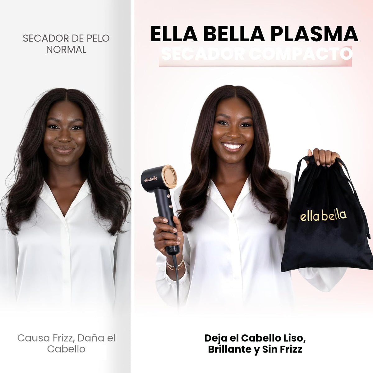 ELLA BELLA® Secador de Cabello de Plasma Compacto, Secador de Cabel...