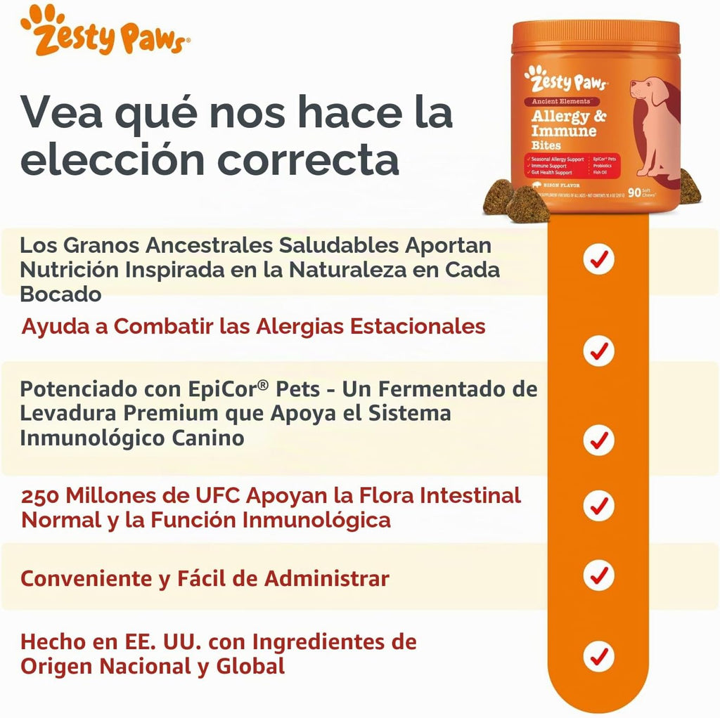Zesty Paws Alivio de la alergia para perros \u2013 Suplemento antip...