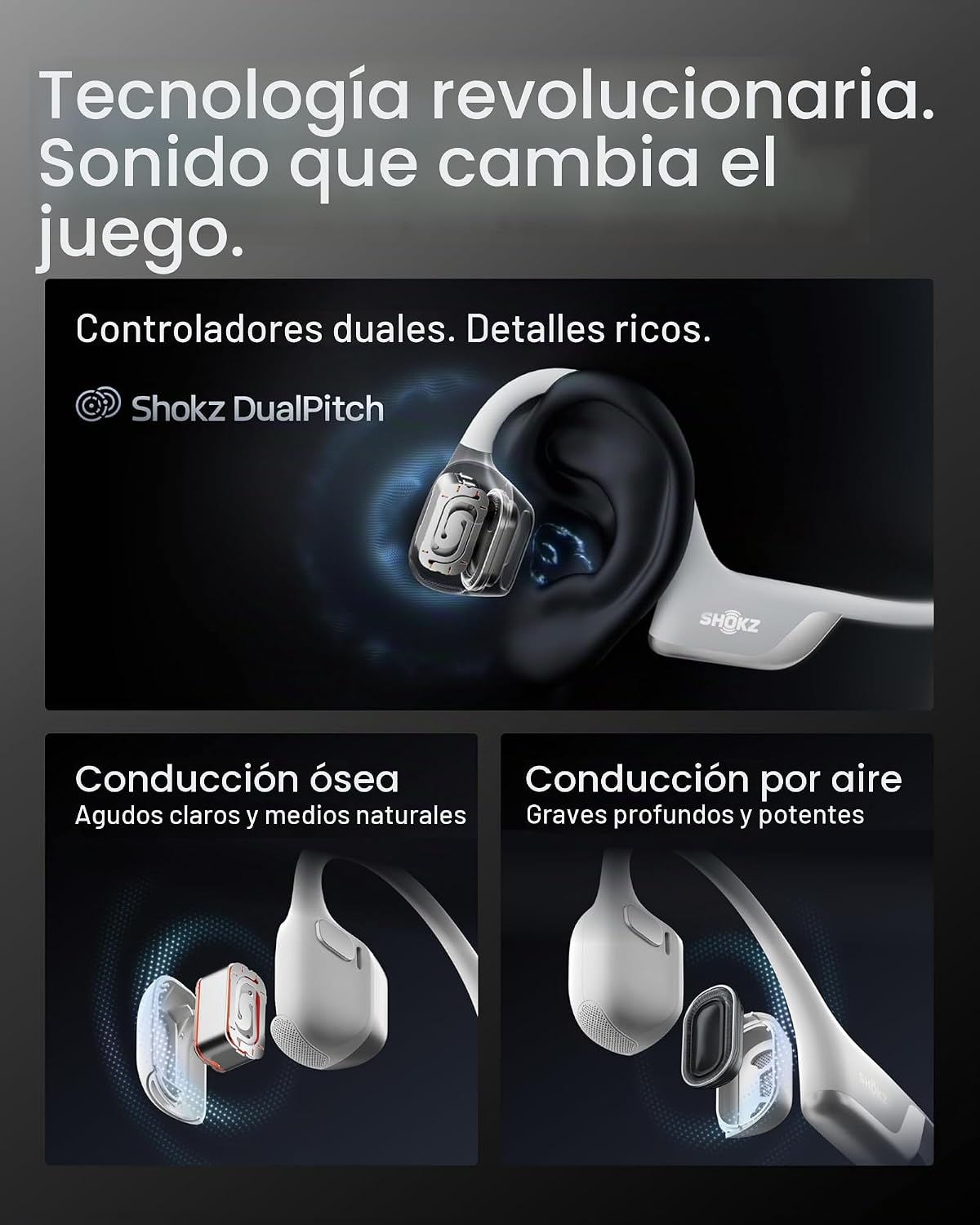 SHOKZ OpenRun Pro 2 Auriculares deportivos Bluetooth de conducción...