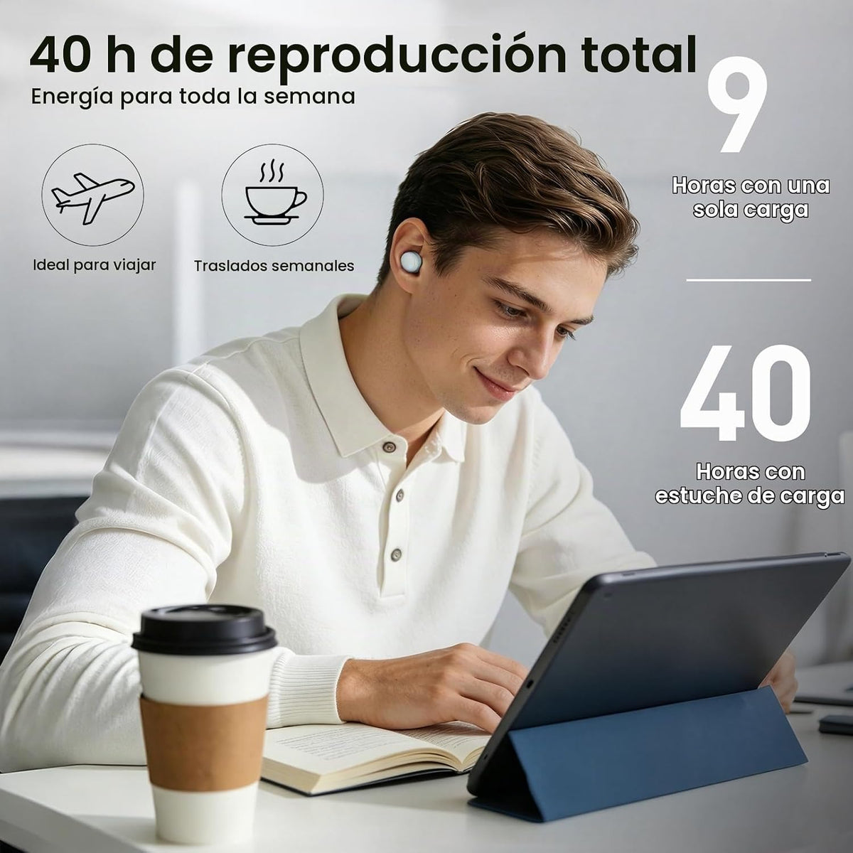 TOZO Auriculares inalámbricos T6 Bluetooth 5.3 con sonido estéreo e...