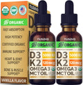 (Paquete de 2) Gotas Orgánicas de Vitamina D3 K2 con Aceite MCT Ome...