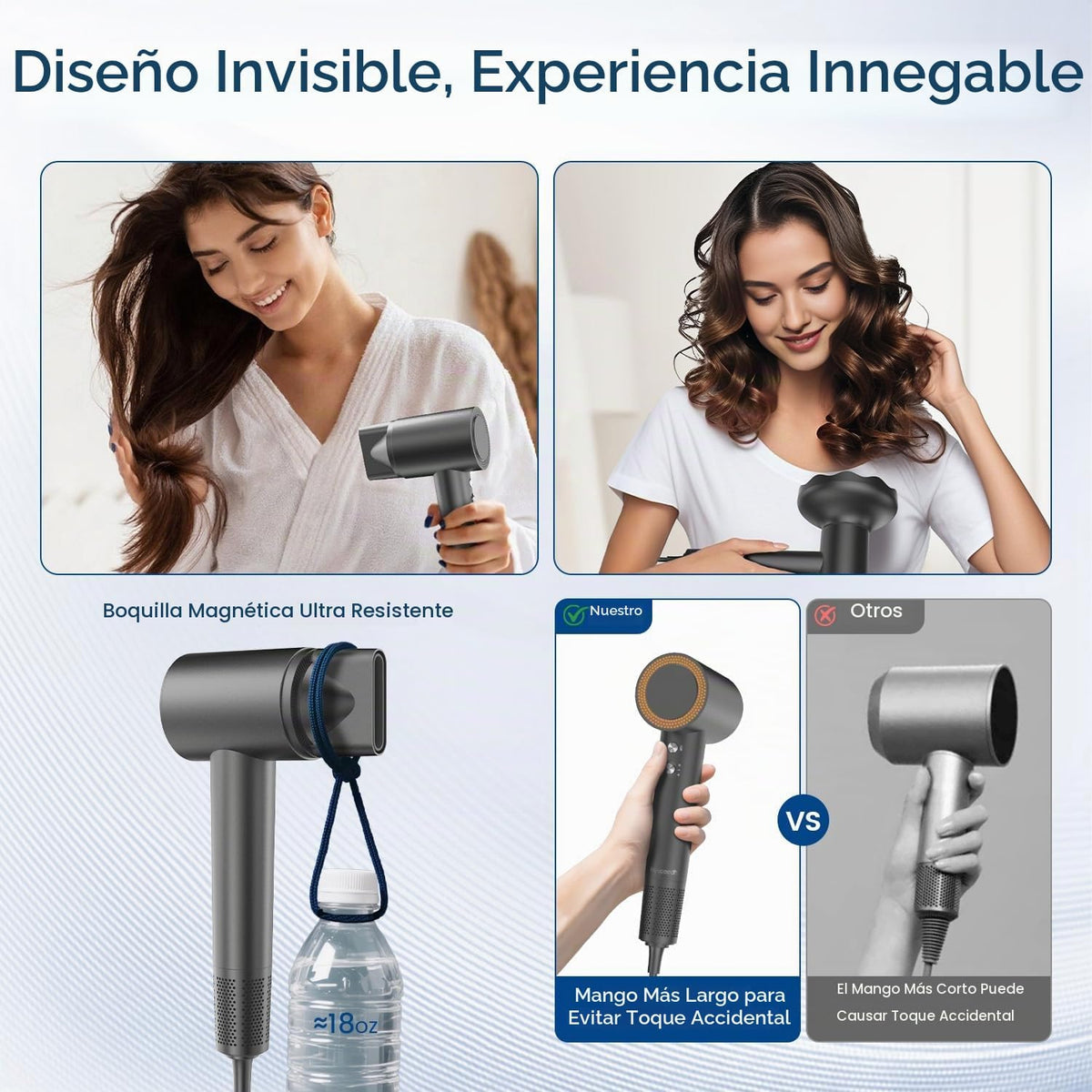 Secador de pelo con difusor, 180,000 RPM de alta velocidad con difu...