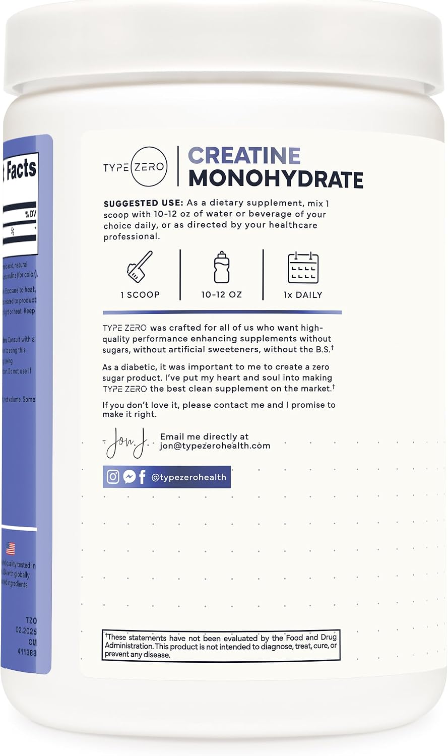Monohidrato de creatina tipo cero polvo (17.64 oz) Frambuesa azul,...