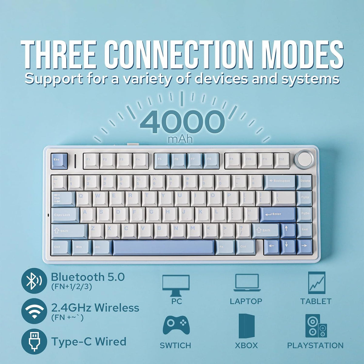 EPOMAKER x Aula F75 - Teclado mecánico de junta, 75% inalámbrico in...