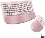 Logitech Wave Keys & Lift Vertical Mouse Combo inalámbrico ergonómi...