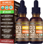(Paquete de 2) Gotas Orgánicas de Vitamina D3 K2 con Aceite MCT Ome...