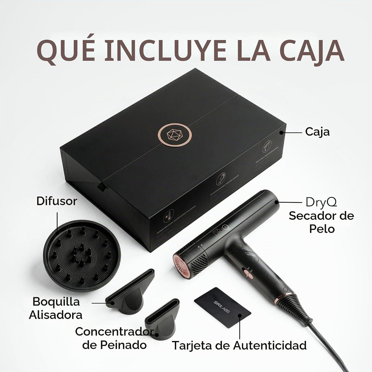 \u2060SRILabs DryQ Secador de cabello por infrarrojos: luz roja, co...