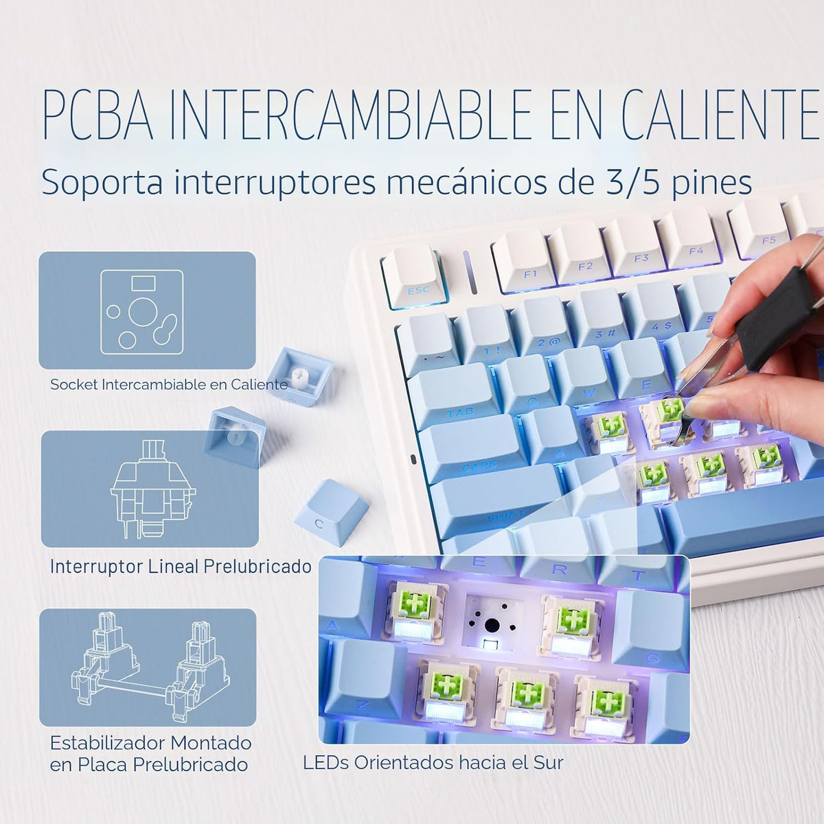 EPOMAKER x Aula F75 - Teclado mecánico con junta, 75% inalámbrico i...