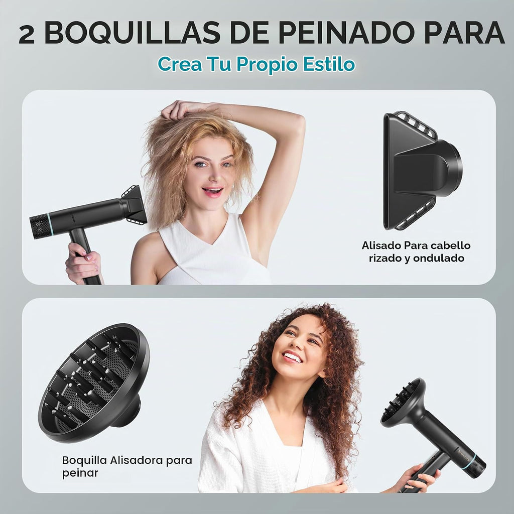 Secador de pelo iónico profesional con difusor, 150000 RPM de alta...