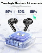 Auriculares inalámbricos, Bluetooth 5.4 Auriculares estéreo y llama...