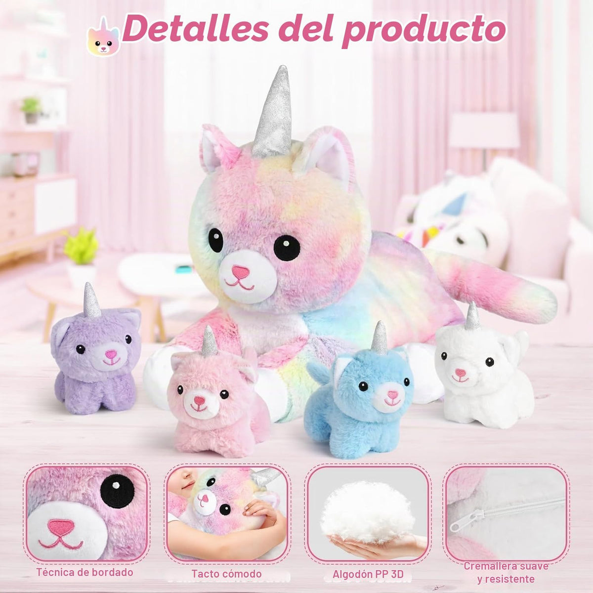KMUYSL - Juguetes de peluche para mamá con 4 bebés, animal de peluc...