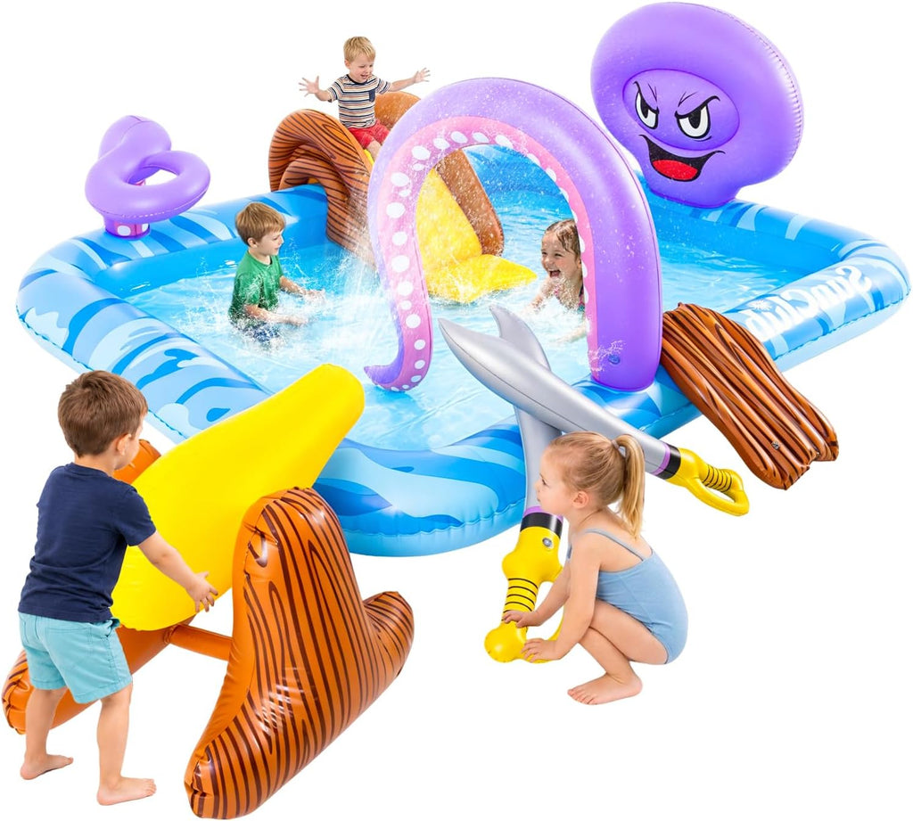 Piscina inflable del espray con el tobogán, centro inflable del jue...