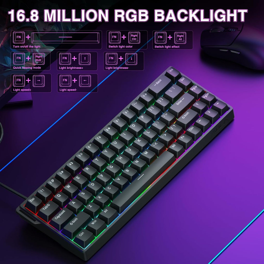 AULA WIN68 HE Teclado mecánico para juegos 60%, interruptor magnéti...