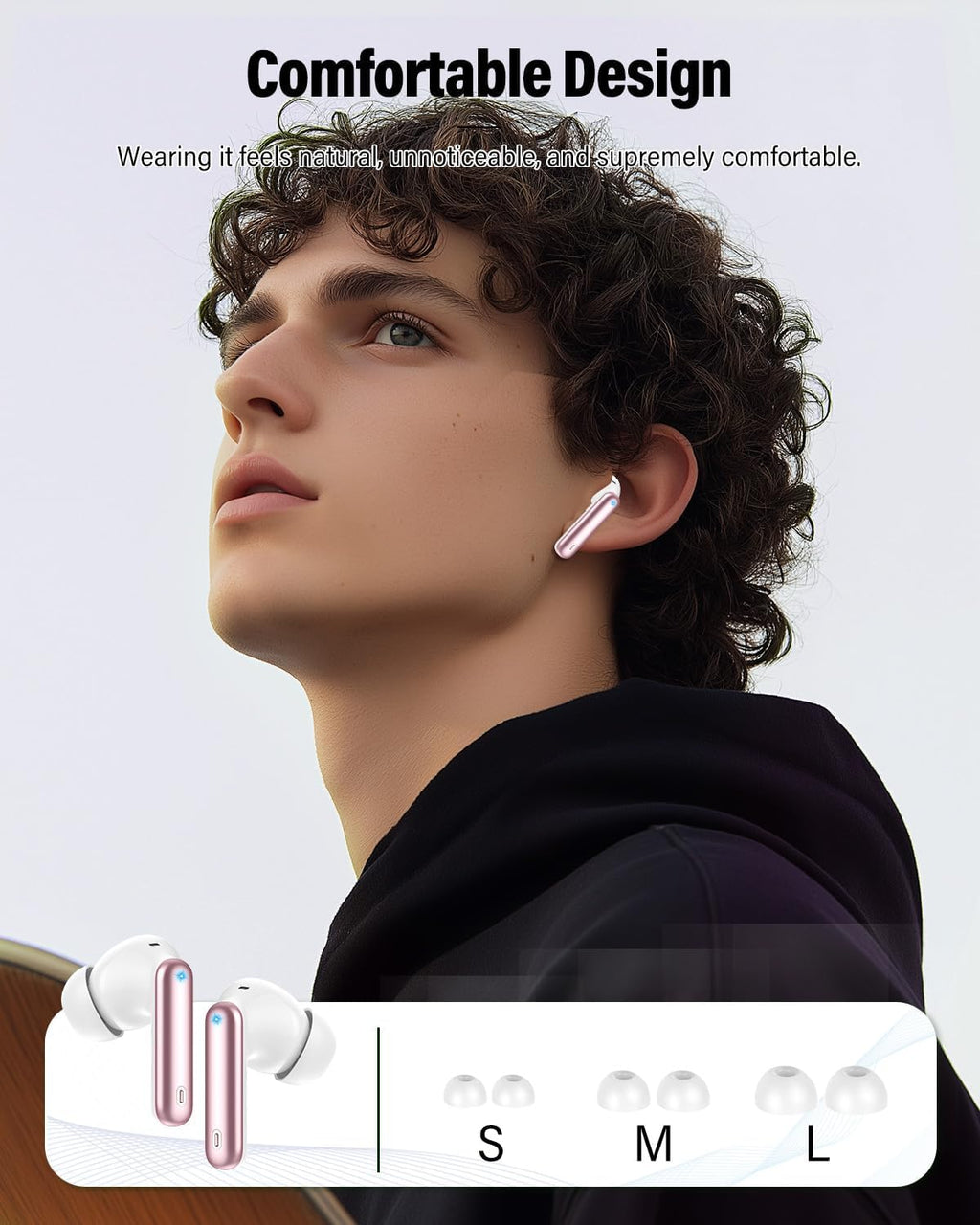 Auriculares inalámbricos, Bluetooth 5.4 Auriculares estéreo de bajo...