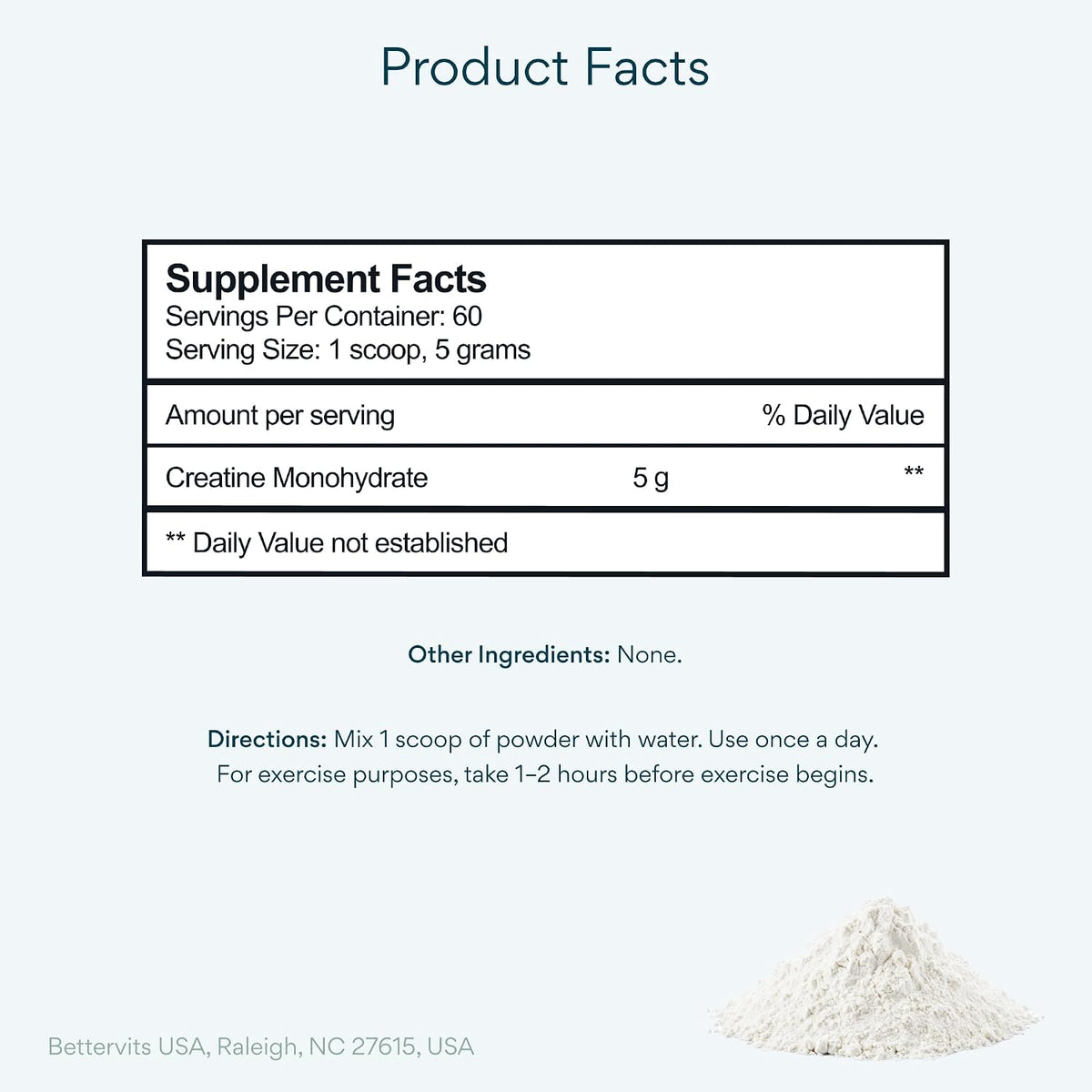 Bettervits Monohidrato de creatina en polvo - Micronizado puro 0.18...