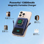 Cargador portátil magnético para el iPhone, 13800mAh Power Bank Cab...