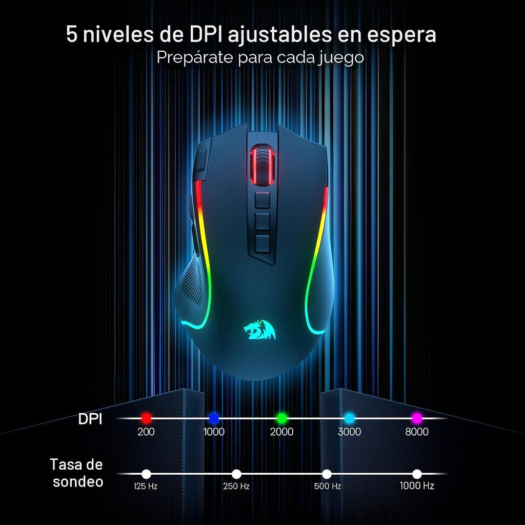 Redragon Ratón óptico inalámbrico RGB para juegos M612 teclas de |...