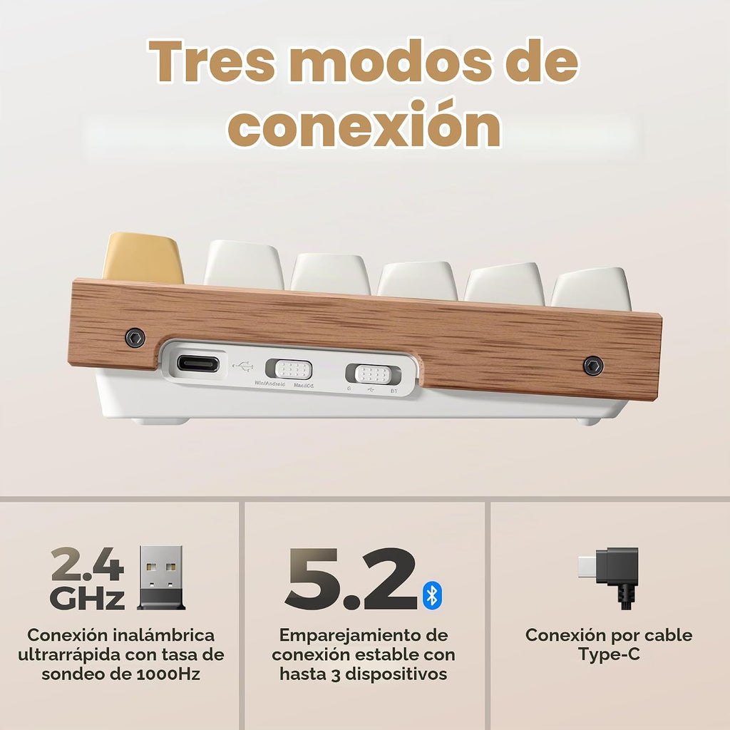 Teclado mecánico personalizado inalámbrico Keychron K8 HE TKL, efec...