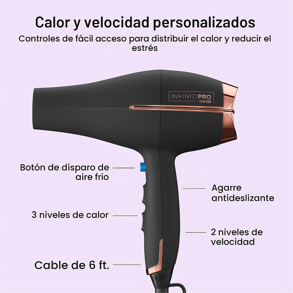 Conair InfinitiPRO Secador de pelo con difusor y concentrador, 1875...