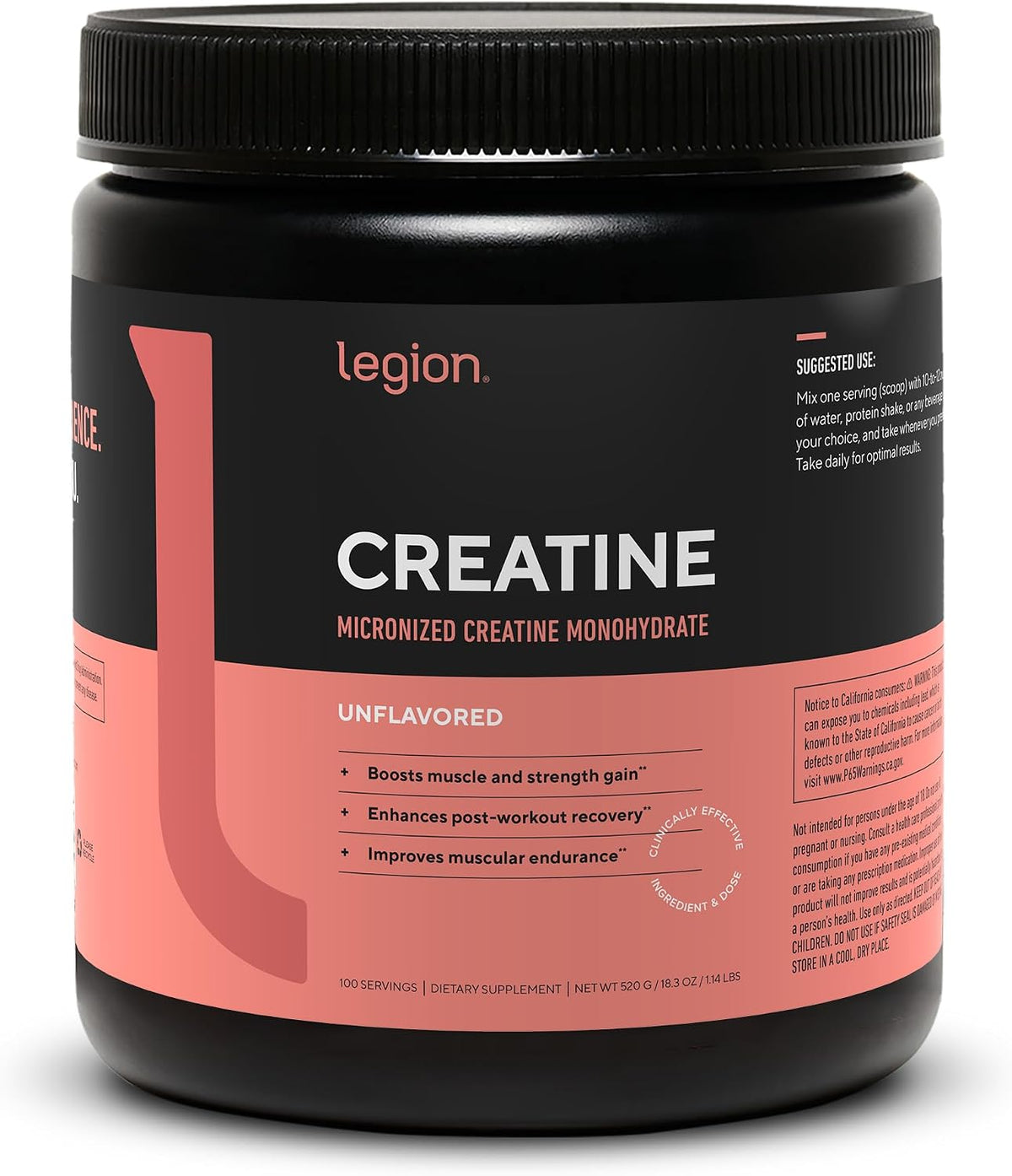 LEGION Suplemento de monohidrato de creatina micronizada, polvo de...