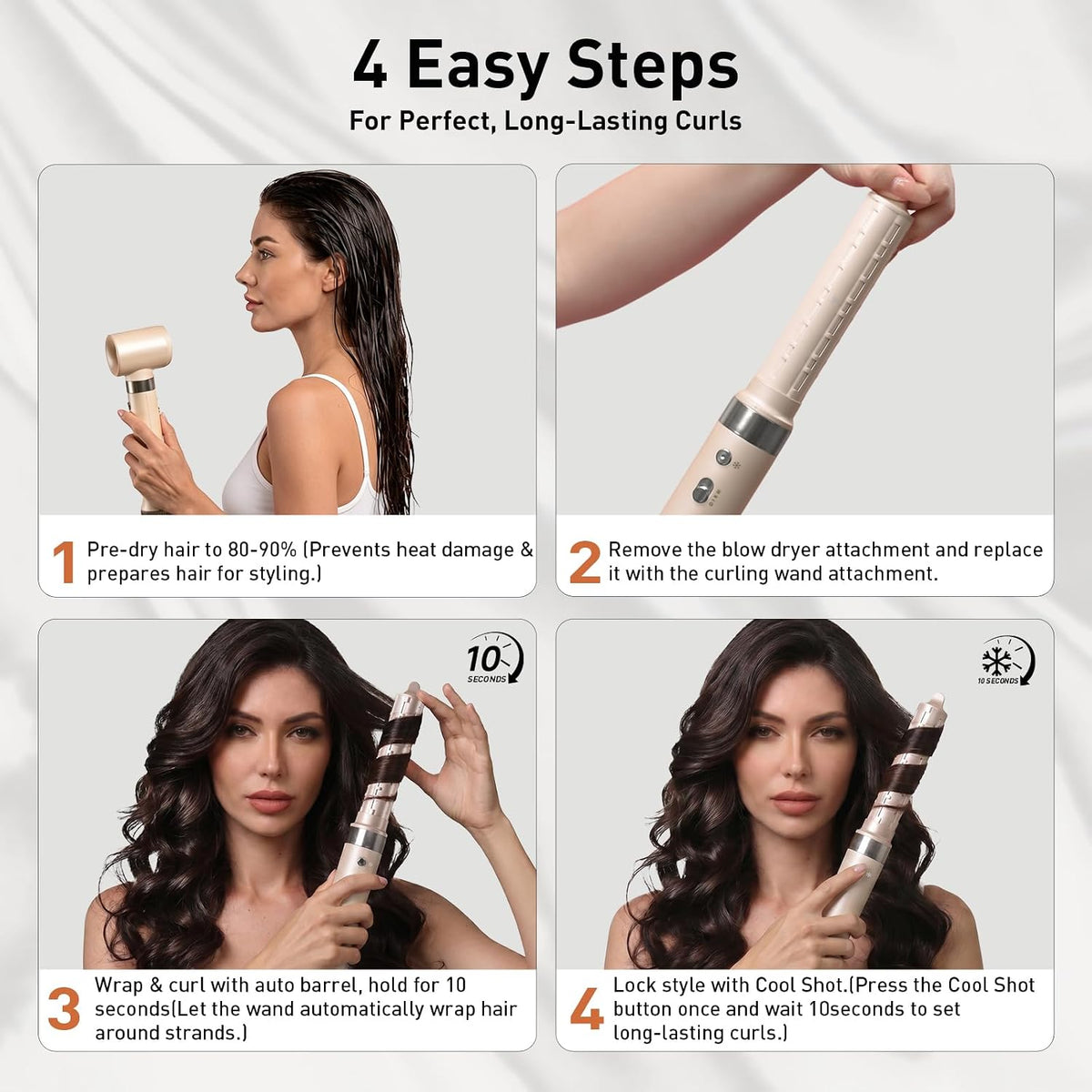 Mythsight StyleVibe - Moldeador de aire 6 en 1 con secador de pelo...