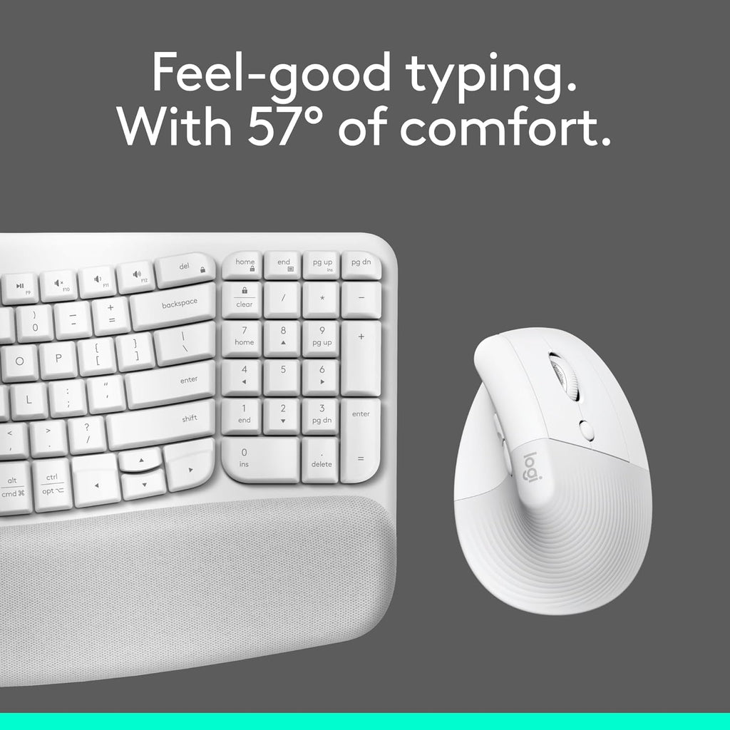 Logitech Wave Keys & Lift Vertical Mouse Combo ergonómico inalámbri...
