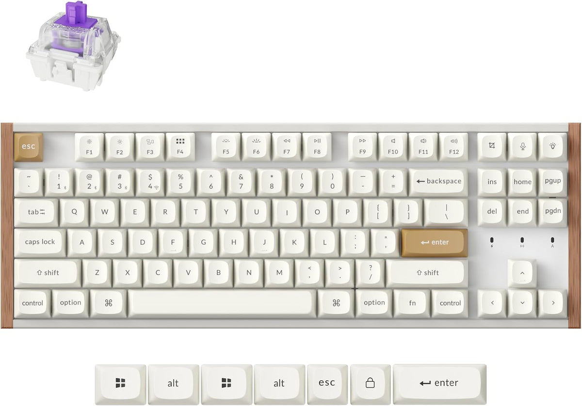 Teclado mecánico personalizado inalámbrico Keychron K8 HE TKL, efec...