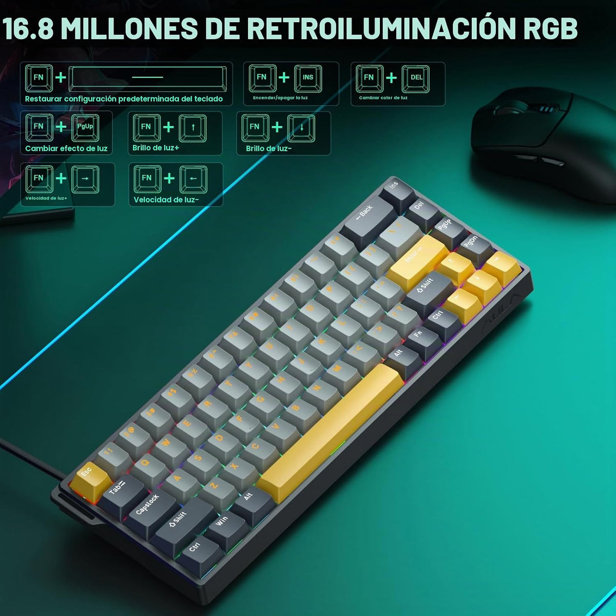 AULA WIN68 HE MAX - Teclado de Juegos de Efecto Hall con Interrupto...