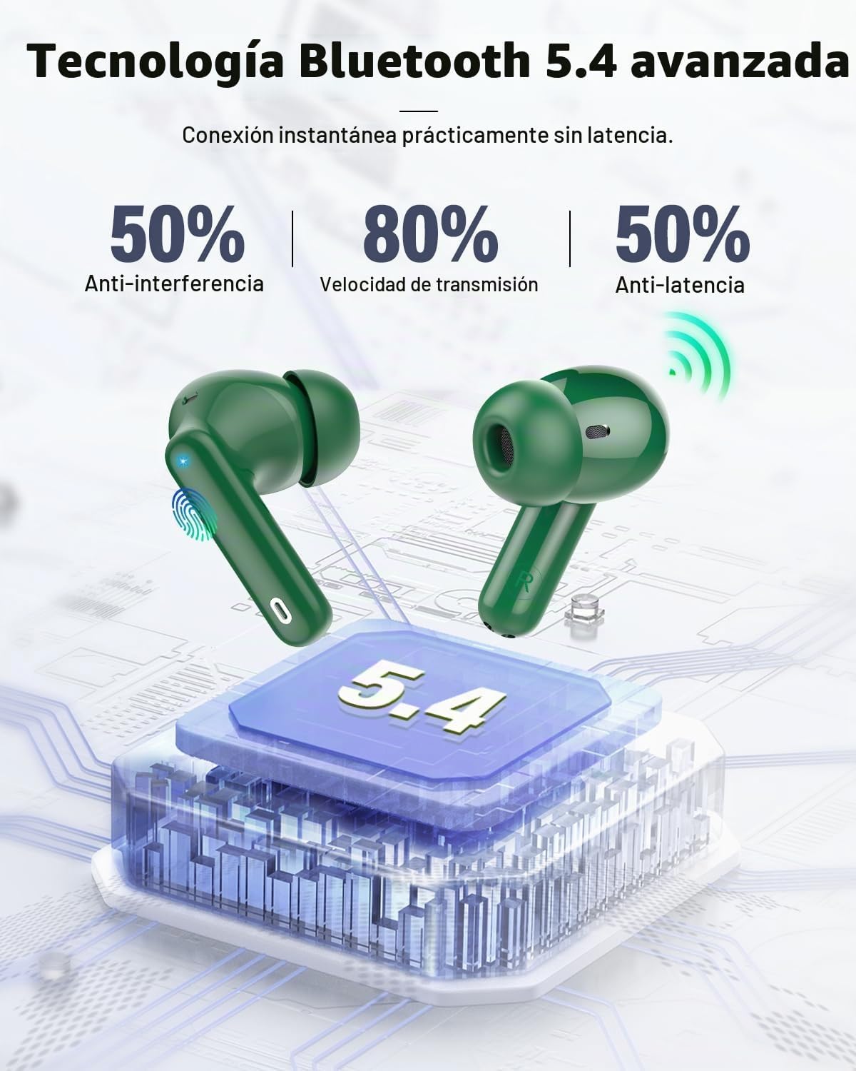 Auriculares inalámbricos, Bluetooth 5.4 Auriculares estéreo y llama...