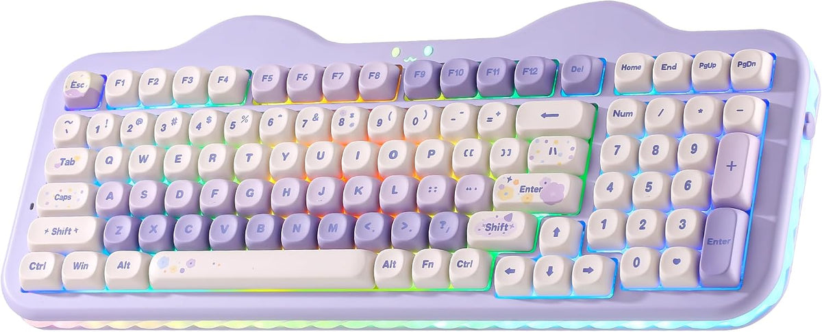 YUNZII Teclado mecánico inalámbrico C98 Cute Cake (morado, interrup...