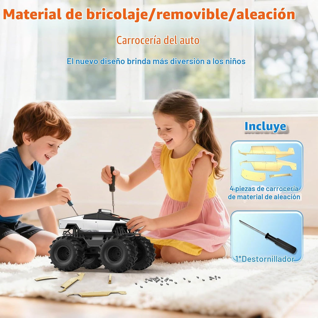 Carro de control remoto con ojos LED, juguete de camión para niños...