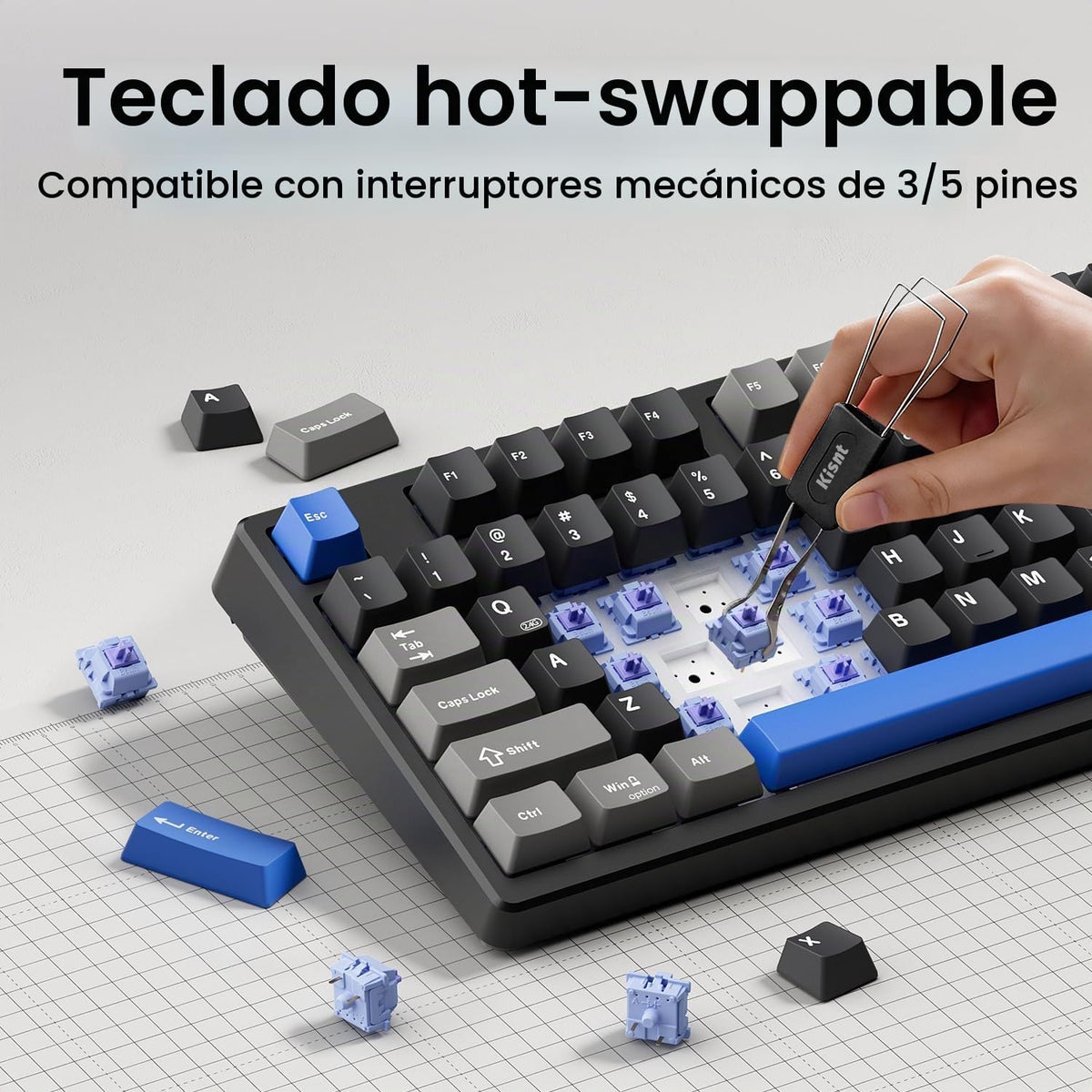 Kisnt Teclado mecánico inalámbrico KN85, diseño del 75%, Bluetooth\...