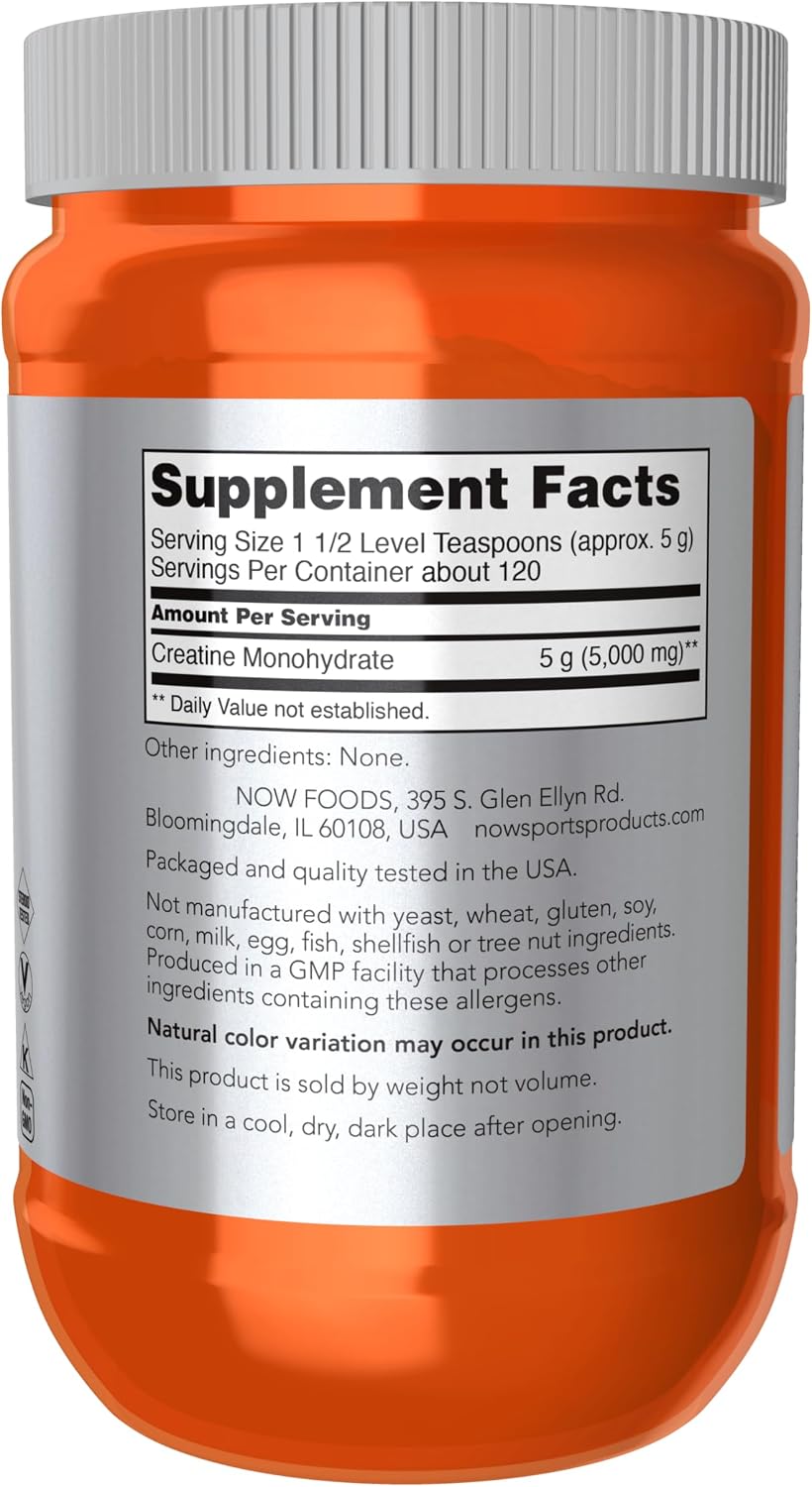 NOW Sports Nutrition, Polvo de Monohidrato de Creatina, Construcció...