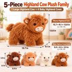 TOYSYM Highland Cow - Animal de peluche con bebés, juego familiar d...