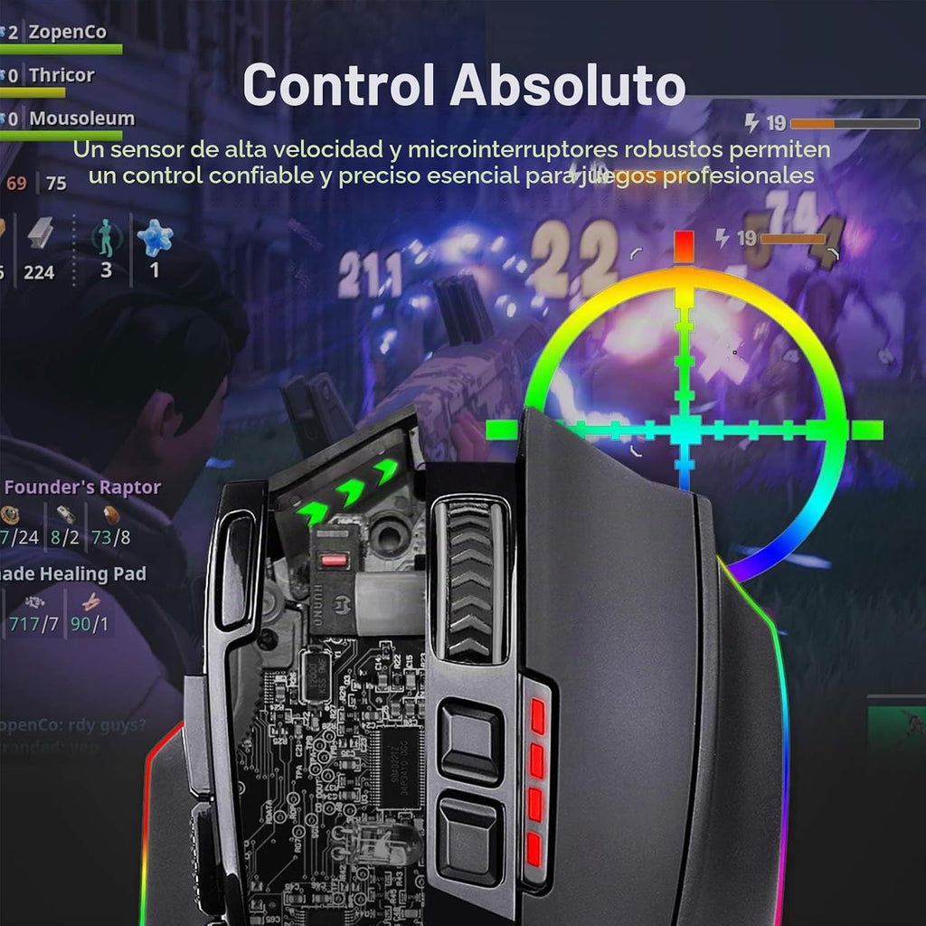 Redragon M801 Ratón inalámbrico para juegos, ratón RGB para juegos...
