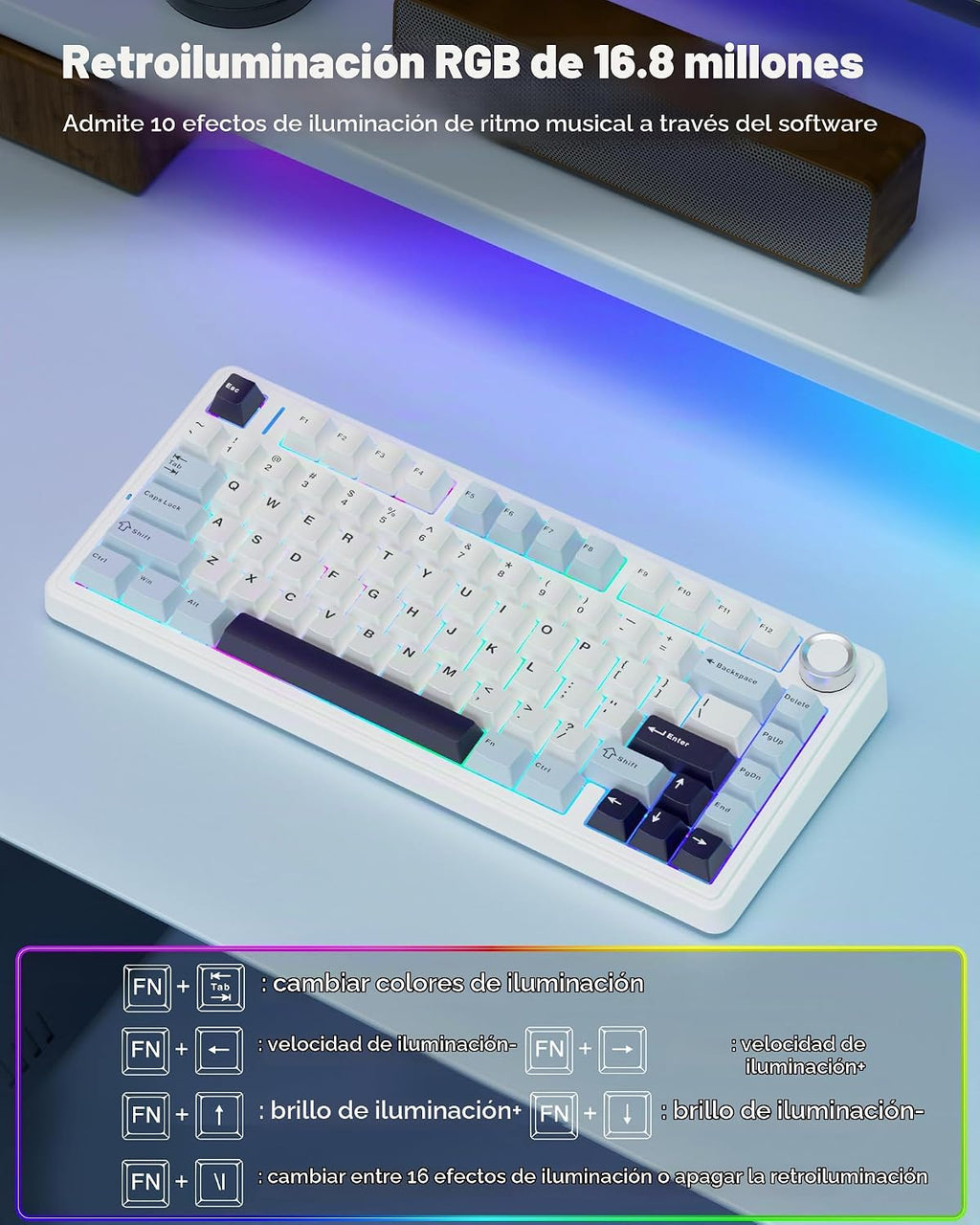 AULA F75 Teclado mecánico inalámbrico 75%, Teclado intercambiable e...