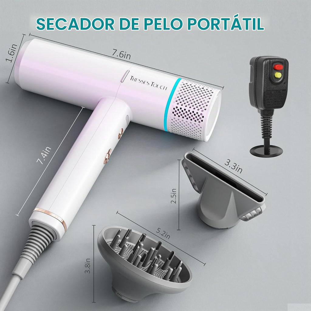 Secador de pelo iónico con difusor y concentrador, secadora profesi...