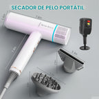 Secador de pelo iónico con difusor y concentrador, secadora profesi...