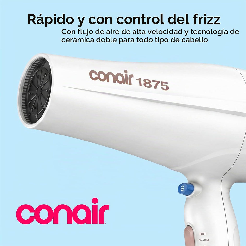 Secador de pelo doble cerámico Conair con difusor y concentrador, 1...