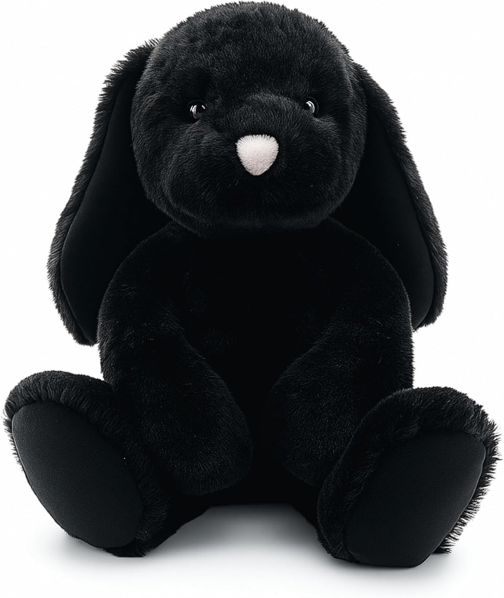 WEIGEDU Animal de Peluche Conejo Negro con Orejas Caídas, Juguete d...