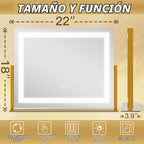 FENNIO Espejo de tocador con luces de 22 x 18 pulgadas, espejo de m...