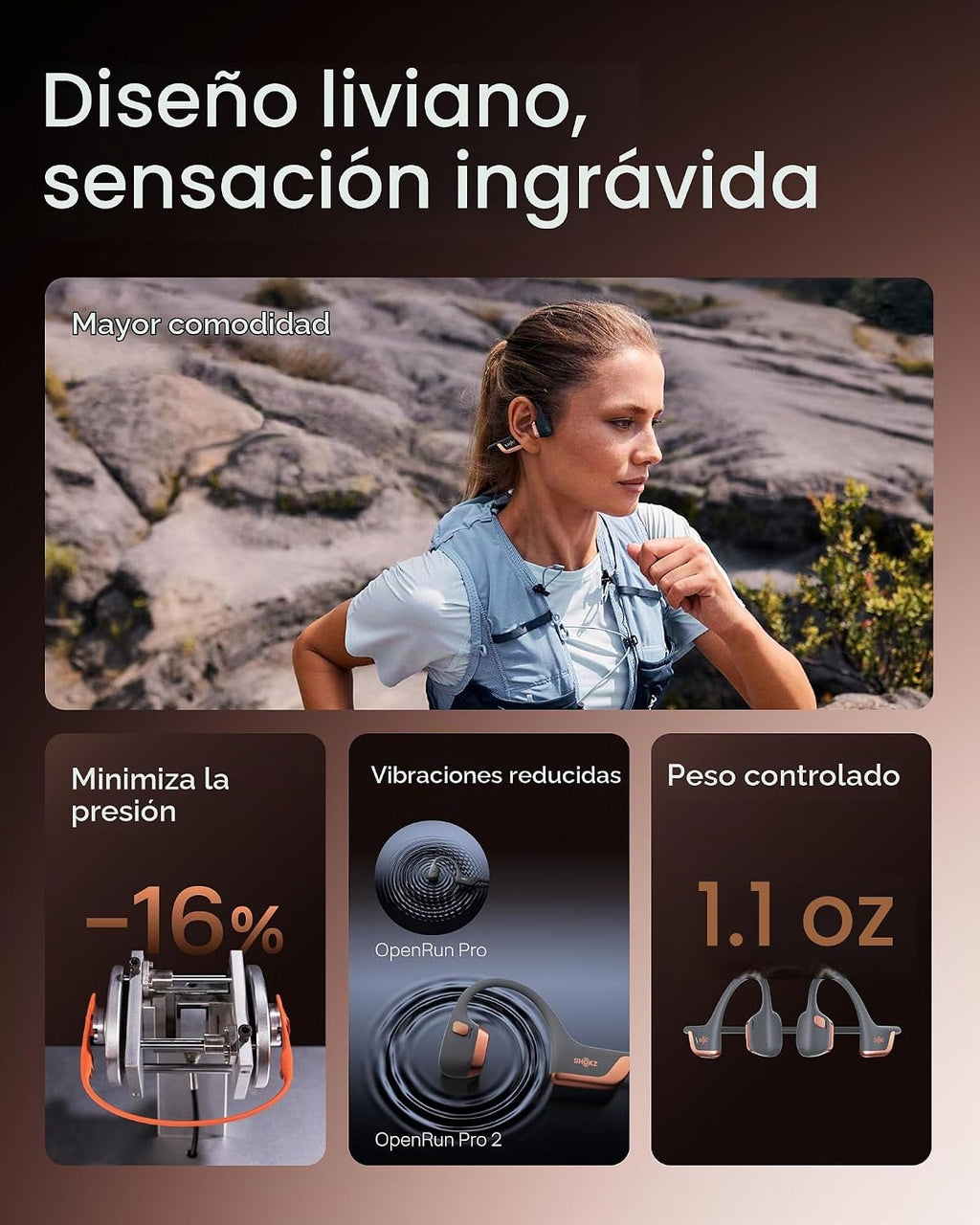SHOKZ OpenRun Pro 2 - Auriculares deportivos de conducción ósea, ed...