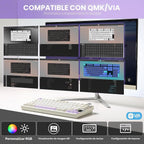 YUNZII AL80 75% Teclado mecánico inalámbrico de aluminio (Beige, Ga...