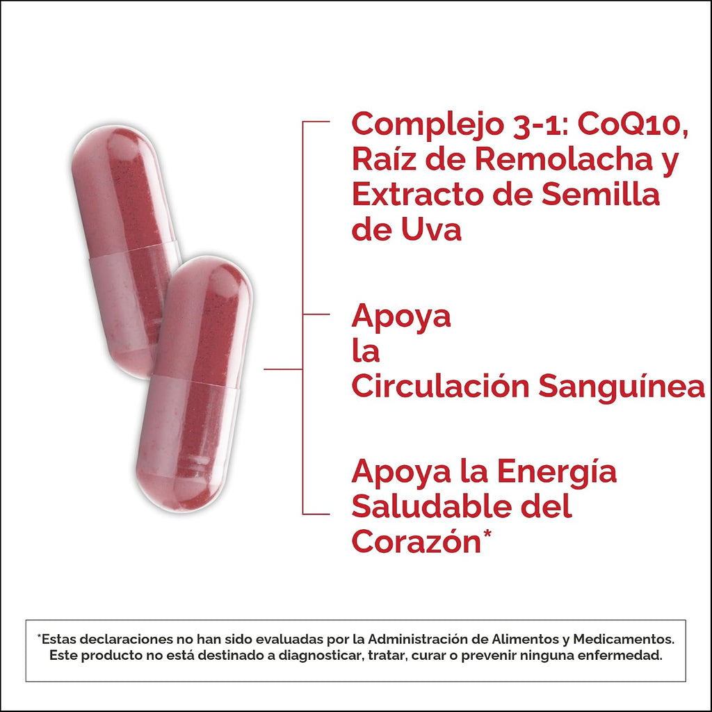 Qunol Soporte de presión arterial, remolacha 3 en 1 + CoQ10 + extra...