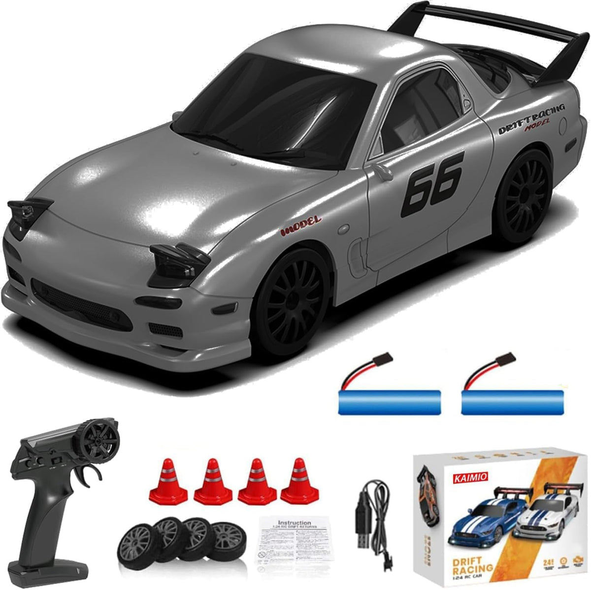 KAIMIO Coche de deriva a control remoto a escala 1:24 4WD 2.4GHz 30...